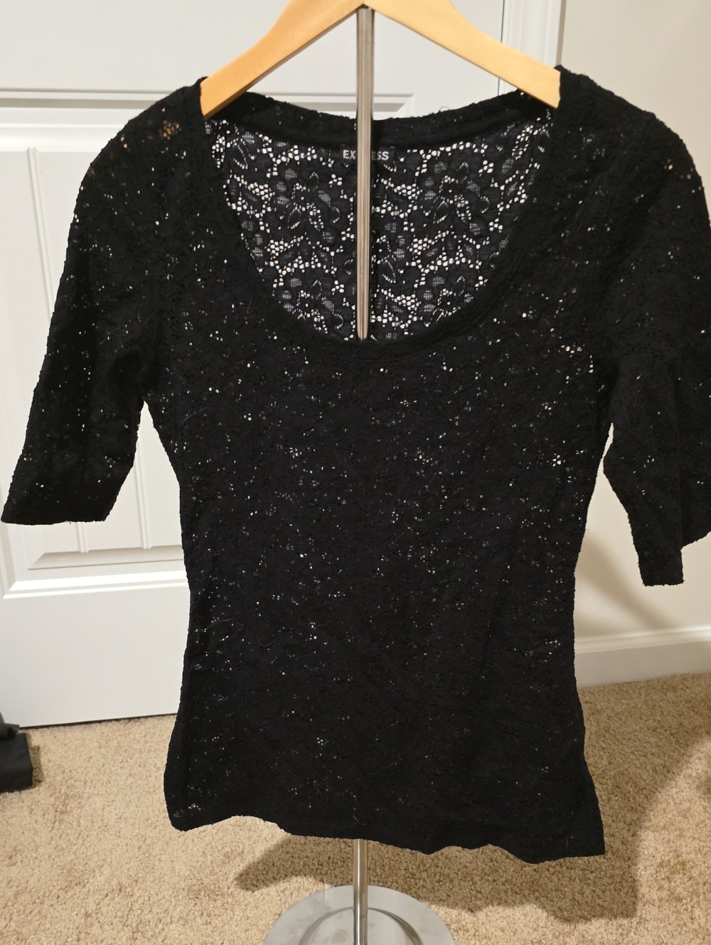 Express Black Lace Scoop Neck Top